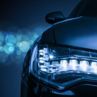 headlight of  modern prestigious car close up